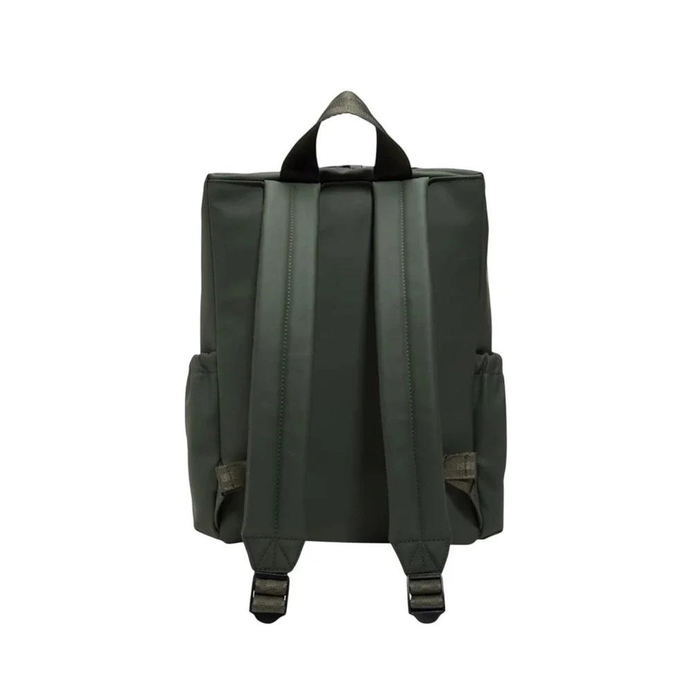 Hunter Top Clip Buckle Backpack Olive Green Water Resistant‎ Rubber Commuter Bag